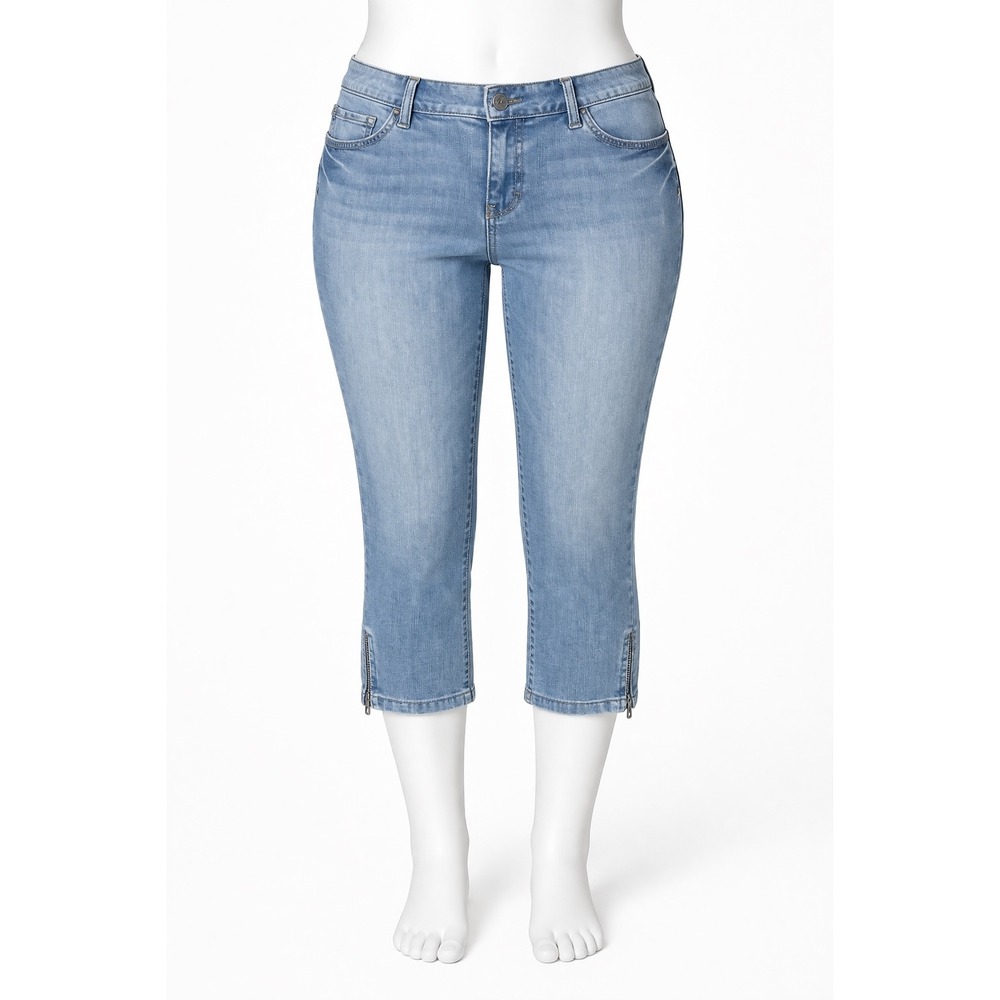 White House Black Market Noir Capri Women 0 Blue Ankle Zip Low Rise
